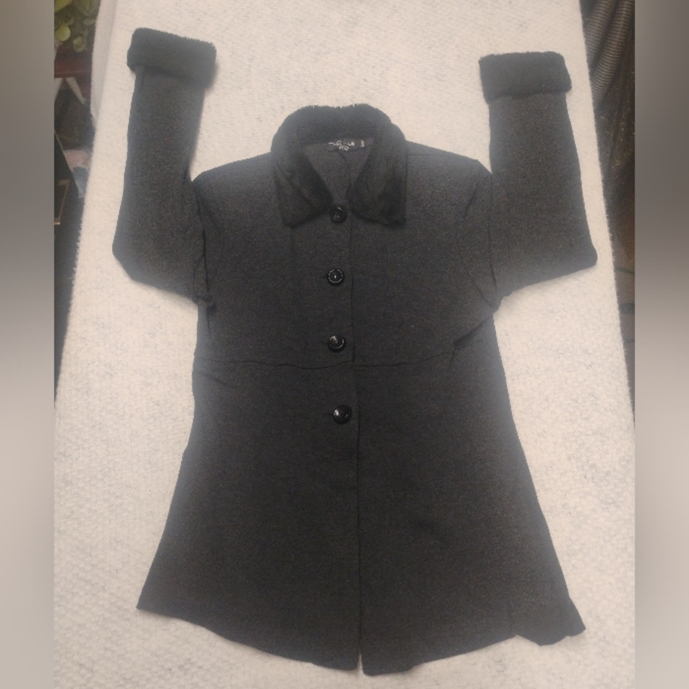 My Michelle Pea Coat Black Faux Fur Collar Women’s Size 9/10 Old Money Preppy 90